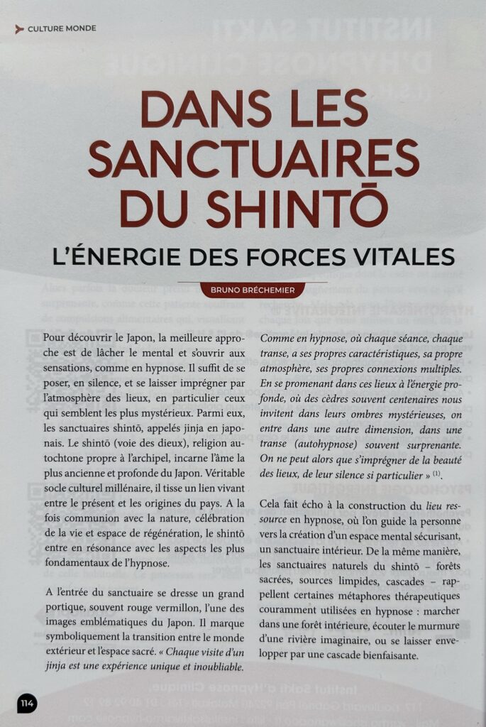 1ère page article sur le Shinto et l'hypnose